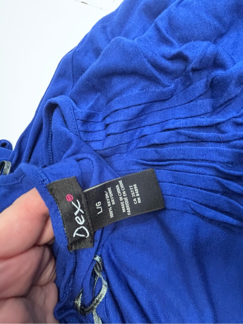 Dex Royal Blue Soft Rayon Ruched Sleeve Blouse size Large - Picture 6 of 7